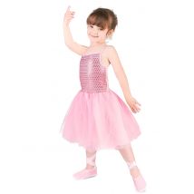 Ballerina-Kostüm für Kinder mit Pailletten Tänzerin rosa - Thema: Fasching und Karneval - Rosa/Pink - Größe 122/134 (7-9 Jahre)