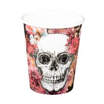 Totenkopf-Pappbecher Halloween-Dekoration 10 Stück bunt - Thema: Halloween - Weiß
