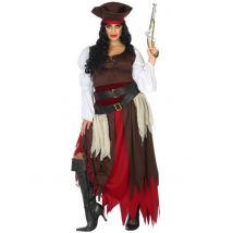 Piraten-Kostüm für Damen Übergröße Faschingskostüm braun-rot - Thema: Fasching und Karneval - Braun - Größe XXL