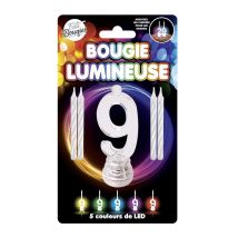 LED-Kerze Zahl 9 Kuchendeko bunt - Thema: Geburtstag und Jubiläum - Bunt