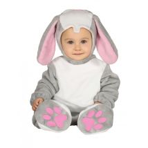 Niedliches Hasen-Kostüm für Babys Oster-Kostüm grau-rosa-weiss - Thema: Fasching und Karneval - Silber/Grau - Größe 86/92 (18-24 Monate)