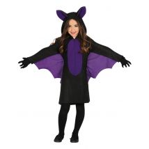 Fledermaus-Kostüm für Kinder Halloween schwarz-violett - Thema: Fasching und Karneval - Schwarz - Größe 140/152 (10-12 Jahre)