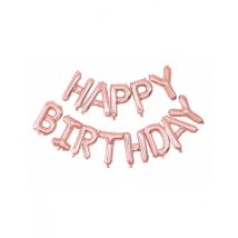 Aluminium-Ballons Hängedeko 13-teilig Happy Birthday roségold - Thema: Geburtstag und Jubiläum - Rosa/Pink