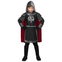 Mutiger Drachen-Ritter Kinder-Kostüm für Jungen grau-schwarz-rot - Thema: Fasching und Karneval - Silber/Grau - Größe 146/158 (11-13 Jahre)