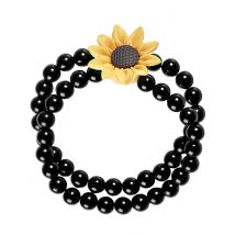 Hippi-Armband Sonnenblumen-Arband Karnevals-Accessoire schwarz-gelb - Thema: Fasching und Karneval - Schwarz