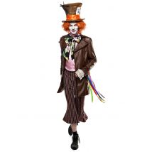 Extravaganter Hutmacher-Kostüm für Herren mit Perücke Faschingskostüm braun-bunt - Thema: Fasching und Karneval - Braun - Größe M (48-50)