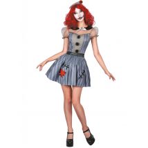 Puppen-Damenkostüm grau-schwarz-rot - Thema: Fasching und Karneval - Silber/Grau - Größe M