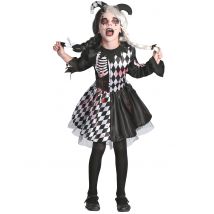 Horrorclown Mädchenkostüm schwarz-weiss - Thema: Halloween - Weiß - Größe 92/104 (3-4 Jahre)