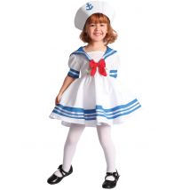 Süsses Matrosin-Kostüm für Mädchen Berufskostüm für Kinder weiss-blau - Thema: Fasching und Karneval - Weiß - Größe 92/104 (3-4 Jahre)