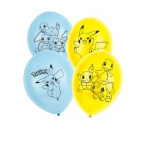 Pokemon Luftballons 6 Stück blau-gelb 30 cm - Thema: Geburtstag und Jubiläum - Blau