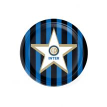 Inter Mailand-Pappteller klein Partydeko 8 Stück blau-weiss-schwarz 18 cm - Thema: Mottoparty - Blau