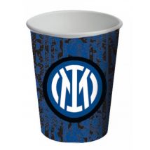 Inter Mailand-Pappbecher Trinkbecher Tischdeko 8 Stück schwarz-blau-weiss 266 ml - Thema: Mottoparty - Blau