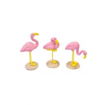 Flamingo-Figur aus Kunstharz 1 Stück pink-gelb 3,5 x 10 cm - Thema: Sommerparty - Rosa/Pink