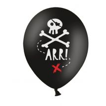 Piraten-Luftballons Deko für Mottoparty 6 Stück schwarz-weiss-rot 30 cm - Thema: Geburtstag und Jubiläum - Schwarz
