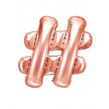 Hashtag-Luftballon # Partydeko roségold 35 cm - Thema: Fasching und Karneval - Rosa/Pink