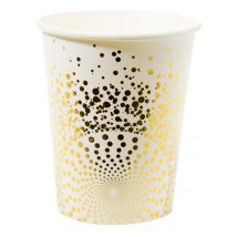 Elegante Pappbecher für Sekt und Silvester 6 Stück gold-weiss 250ml - Thema: Silvester und Neujahr - Gold