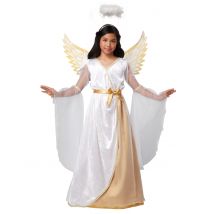Himmlisches Engelskostüm für Mädchen Kinderkostüm weiss-gold - Thema: Fasching und Karneval - Weiß - Größe 134 (6-8 Jahre)