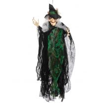 Nachtleuchtende Hexen-Puppe zum Aufhängen Halloween-Deko schwarz-grün 110cm - Thema: Halloween - Schwarz