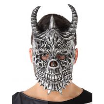 Drachen-Maske Halloween-Maske grau - Thema: Halloween - Silber/Grau