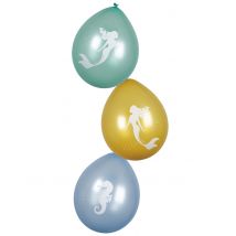 Meerjungfrauen-Luftballon Partydeko 6 Stück bunt 25 cm - Thema: Geburtstag und Jubiläum - Bunt