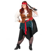 Piraten-Kostüm in Übergrösse Karnevalskostüm in XXL für Damen schwarz-blau-rot - Thema: Fasching und Karneval - Bunt - Größe XXL