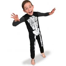 Ärmelloses Skelett-Kostüm für Jungen Halloween-Kinderkostüm schwarz-weiss - Thema: Halloween - Schwarz - Größe 104/116 (5-6 Jahre)
