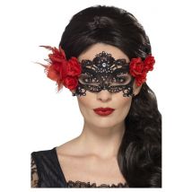 Tag der Toten-Maske venezianische Maske Halloween schwarz-rot - Thema: Halloween - Schwarz
