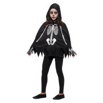 Skelett-Poncho für Kinder Skelettkostüm schwarz-weiss
