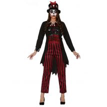 Voodoo-Hexen-Kostüm Voodoo-Priesterin rot-schwarz - Thema: Halloween - Schwarz - Größe M (38-40)