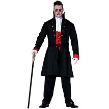 Vampir-Graf Herrenkostüm Halloween-Kostüm schwarz-rot - Thema: Halloween - Schwarz - Größe M (48-50)