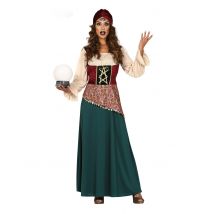 Wahrsagerin-Damenkostüm Faschingskostüm grün-rot - Thema: Fasching und Karneval - Bunt - Größe S (34-36)