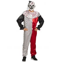 Psycho-Clownkostüm für Herren Halloweenkostüm rot-weiss-schwarz - Thema: Halloween - Weiß - Größe M / L (50/52)