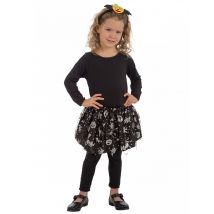 Halloween-Tutu für Kinder Hexen-Rock schwarz-silber - Thema: Halloween - Schwarz - Größe (3-6 Jahre)