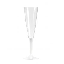 Kunststoff-Champagnergläser mit weißem Fuß 10 Stück transparent-weiß 150 ml - Thema: Geburtstag und Jubiläum - Weiß