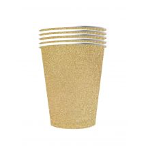 Papp-Becher American Cups recyclebar Tischdeko gold 10 Stück 530 ml - Thema: Fasching und Karneval - Gold