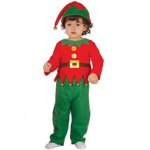 Wichtel-Kostüm für Kinder Kleinkinder-Weihnachtskostüm rot-grün-gold - Thema: Weihnachten und Winter - Größe 80/86 (12-18 Monate)