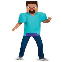 Steve Minecraft-Kostüm für Kinder Faschingskostüm türkis - Thema: Fasching und Karneval - Blau - Größe 140/152 (10-12 Jahre)