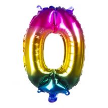 Regenbogen-Zahlenluftballon zum Aufhängen Partydeko bunt 36 cm - Thema: Geburtstag und Jubiläum - Bunt