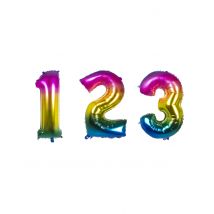 Regenbogen-Zahlenluftballon Geburtstagsdeko bunt 86 cm - Thema: Geburtstag und Jubiläum - Bunt