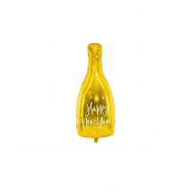Happy New Year-Luftballon Sektflasche goldfarben 32 x 82 cm - Thema: Silvester und Neujahr - Gold