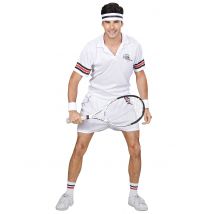 Tennis-Spieler-Kostüm Tennis-Outfit für Herren weiss-blau-rot - Thema: Fasching und Karneval - Weiß - Größe M