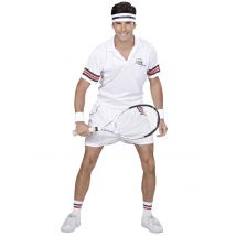 Tennis-Spieler-Kostüm Tennis-Outfit für Herren weiss-blau-rot - Thema: Fasching und Karneval - Weiß - Größe L