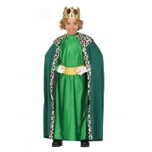 Sternsinger-Kostüm für Kinder Caspar-Kostüm Heilige-drei-Könige-Kostüm grün - Thema: Fasching und Karneval - Grün - Größe 122/134 (7-9 Jahre)