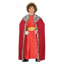 Melchior-Kostüm für Kinder Heilige-drei-Könige-Kostüm Sternsinger-Kostüm rot-gold-weiss - Thema: Fasching und Karneval - Größe 110/116 (5-6 Jahre)