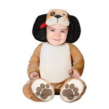 Süßer Baby-Hund Kostüm für Kleinkinder braun-schwarz-rot - Thema: Fasching und Karneval - Braun - Größe 80/86 (12-18 Monate)