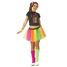 80er-Jahre-Kostüm Bad-Taste für Damen bunt - Thema: Fasching und Karneval - Leuchtend/Neon - Größe XS/S (36-38)