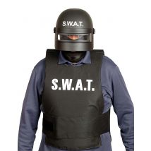 Spezialeinheit-Helm SWAT Faschingsaccessoire schwarz-weiss - Thema: Fasching und Karneval - Schwarz