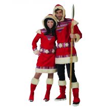Eskimo-Kostüm für Herren Faschingskostüm rot-weiss - Thema: Fasching und Karneval - Größe M/L
