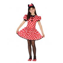 Maus-Kostüm für Mädchen Pünktchen-Kleid rot-weiss - Thema: Fasching und Karneval - Größe 98/116 (3-4 Jahre)
