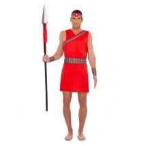 Massai-Kostüm für Herren Krieger-Kostüm rot-bunt - Thema: Fasching und Karneval - Größe M / L